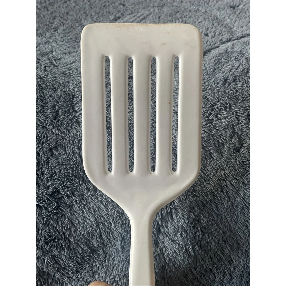 Vintage White Fruit Design MELAMINE WARE‎ SLOTTED SPATULA & SERVING SPOON